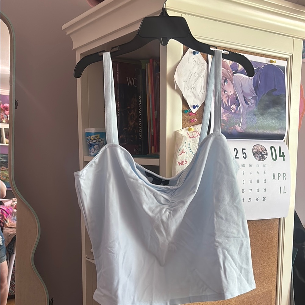 Light Blue Sleeveless Tank Crop Top